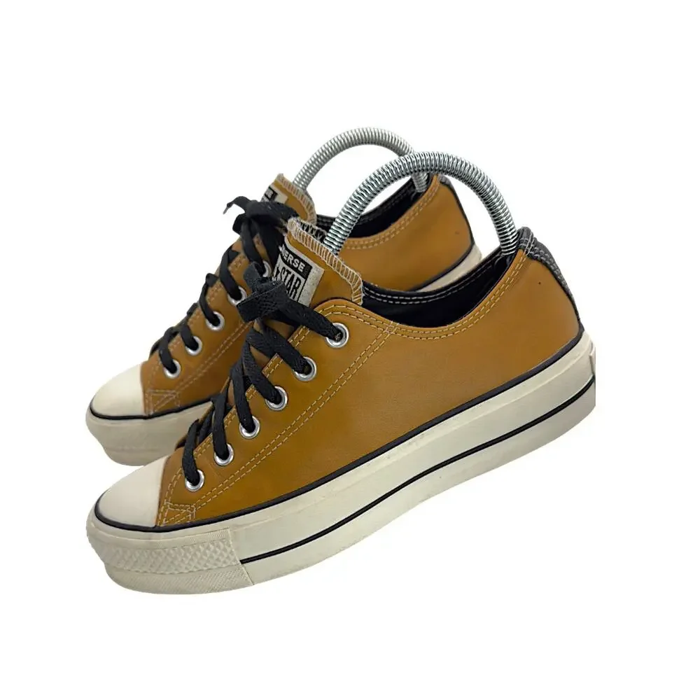 Converse Chuck Taylor All Star Low Brown Leather Black Trim Sneakers Men’s 9 - Picture 4 of 12